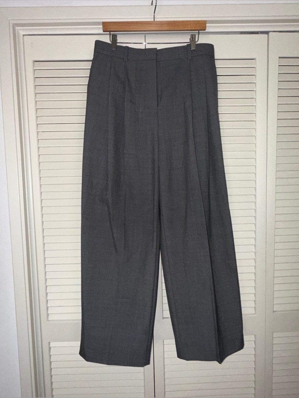 COS relaxed twill wide leg pants / Classic Wide-Leg Gray Dress Trousers - Picture 2 of 4